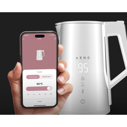 AENO - Fierbător electric inteligent cu afișaj LED 1,7 l 2200W/230V alb