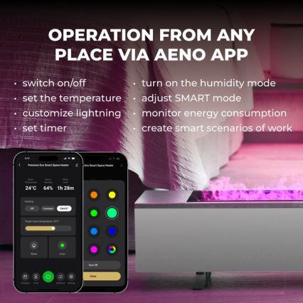 AENO - Încălzitor/convector electric inteligent 1000/2000W alb