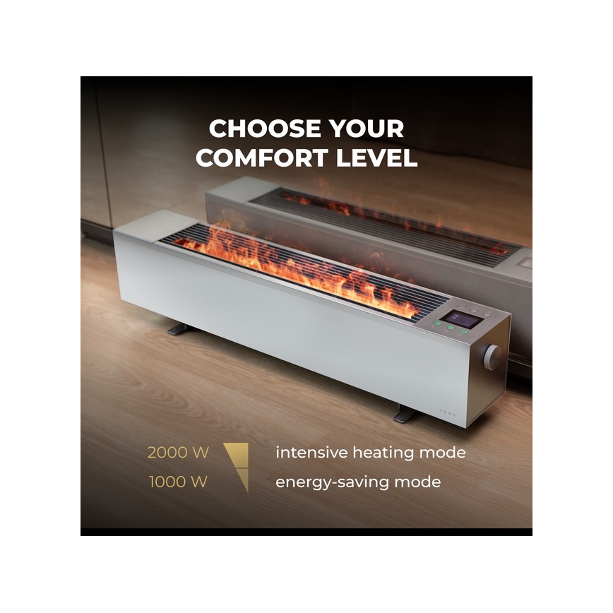 AENO - Încălzitor electric inteligent cu funcție directă și convector, 1000/2000 W, alb