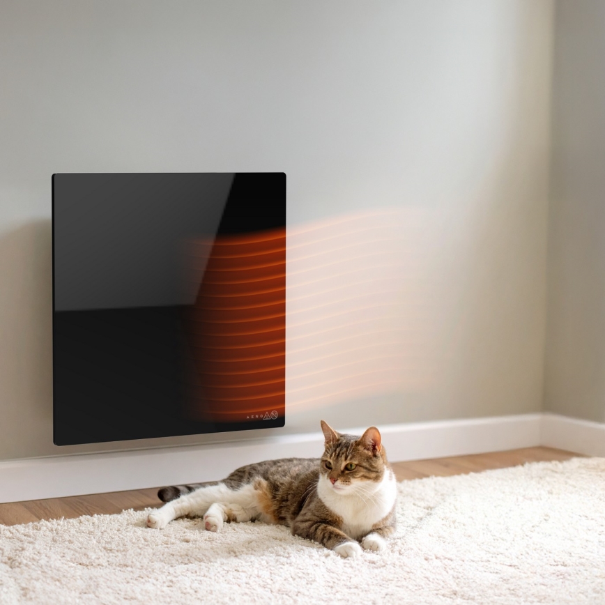 AENO - Panou electric inteligent cu infraroșu 500 W, temporizator/termostat Wi‑Fi, negru