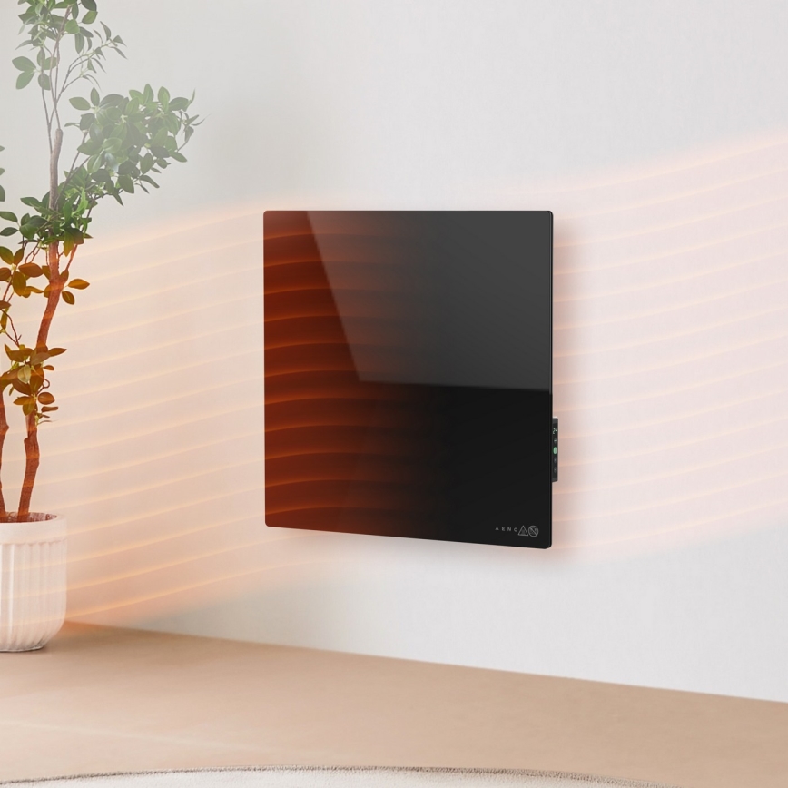 AENO - Panou electric inteligent cu infraroșu 500 W, temporizator/termostat Wi‑Fi, negru