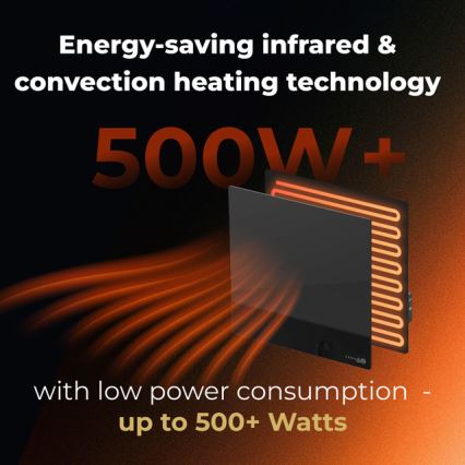 AENO - Panou electric inteligent cu infraroșu 500 W, temporizator/termostat Wi‑Fi, negru