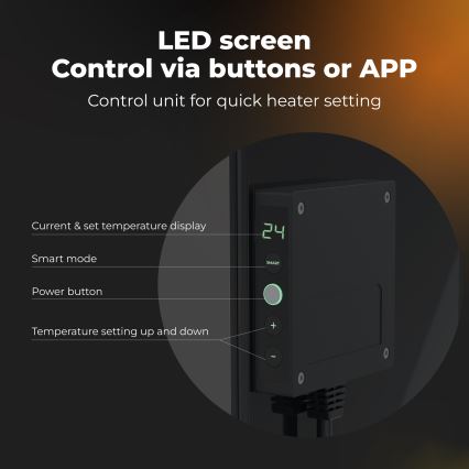 AENO - Panou electric inteligent cu infraroșu 500 W, temporizator/termostat Wi‑Fi, negru