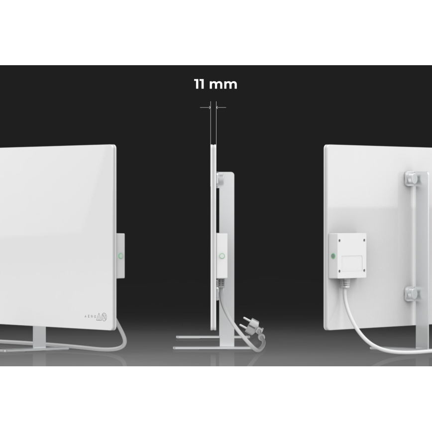 AENO - Panou infraroșu electric inteligent 700W, temporizator/termostat, IP44, Wi‑Fi, alb