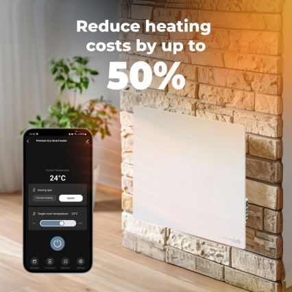 AENO - Panou infraroșu electric inteligent 500W, temporizator/termostat, Wi-Fi, alb