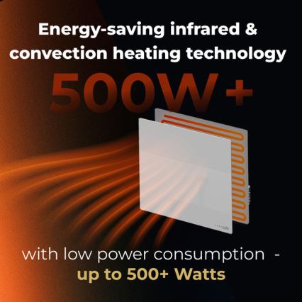 AENO - Panou infraroșu electric inteligent 500W, temporizator/termostat, Wi-Fi, alb