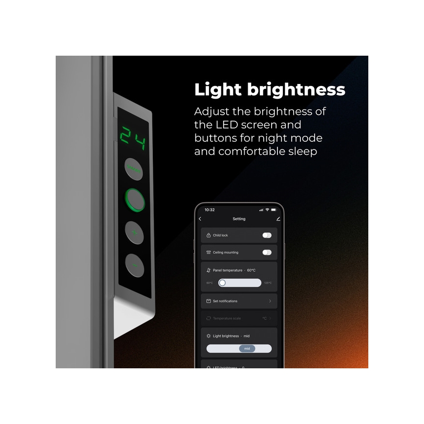 AENO - Panou infraroșu electric inteligent 500W, temporizator/termostat, Wi-Fi, alb