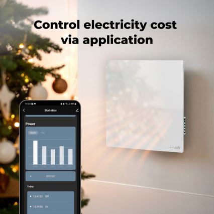 AENO - Panou infraroșu electric inteligent 500W, temporizator/termostat, Wi-Fi, alb