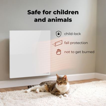 AENO - Panou infraroșu electric inteligent 500W, temporizator/termostat, Wi-Fi, alb