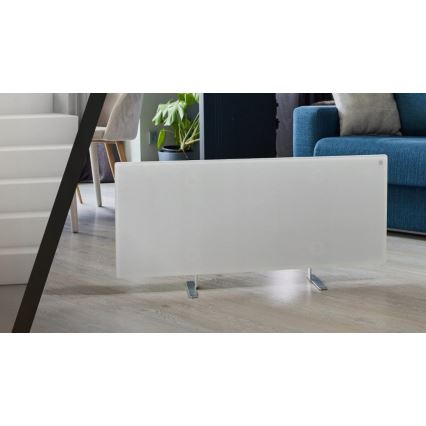 AENO - Panou infraroșu electric inteligent cu afișaj LED 700W, temporizator/termostat, IP44, Wi‑Fi, alb