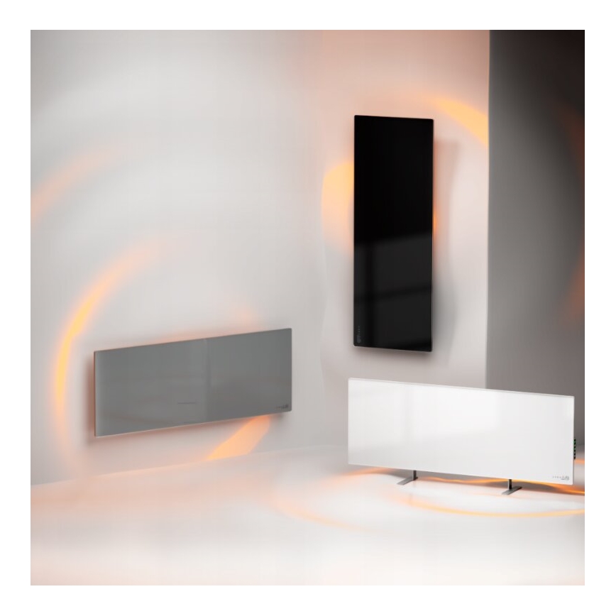 AENO - Panou infraroșu electric inteligent cu afișaj LED 700W, temporizator/termostat, IP44, Wi‑Fi, alb