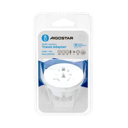 Aigostar - Adaptor de călătorie pentru UE, alb
