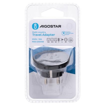 Aigostar - Adaptor de călătorie pentru UE negru