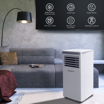 Aigostar - Climatizor portabil inteligent 3în1 1003W/230V 9000 BTU Wi-Fi alb + telecomandă