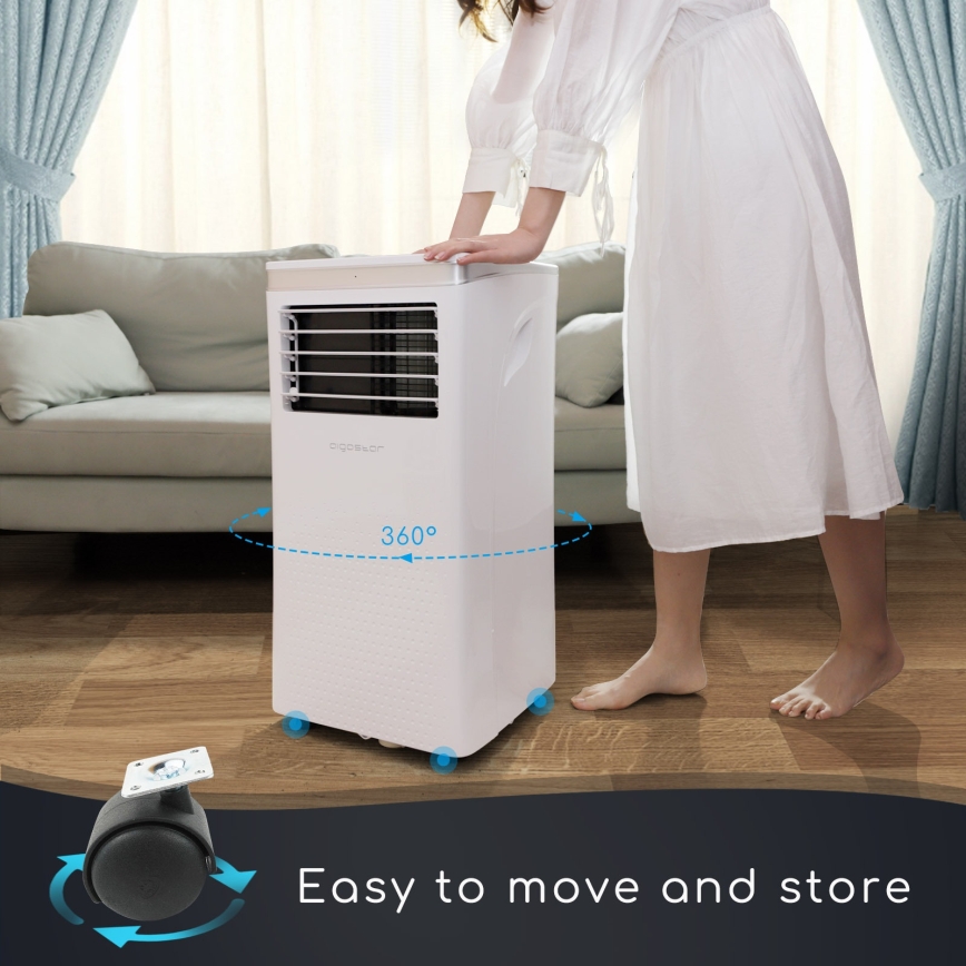 Aigostar - Climatizor portabil inteligent 3în1 1003W/230V 9000 BTU Wi-Fi alb + telecomandă