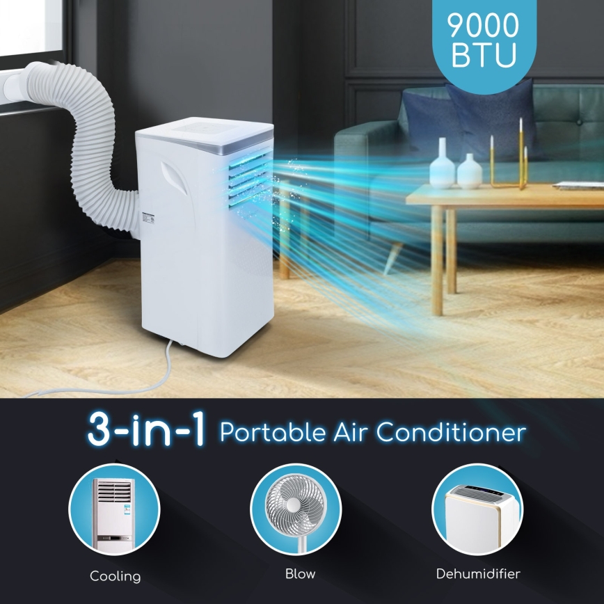 Aigostar - Climatizor portabil inteligent 3în1 1003W/230V 9000 BTU Wi-Fi alb + telecomandă