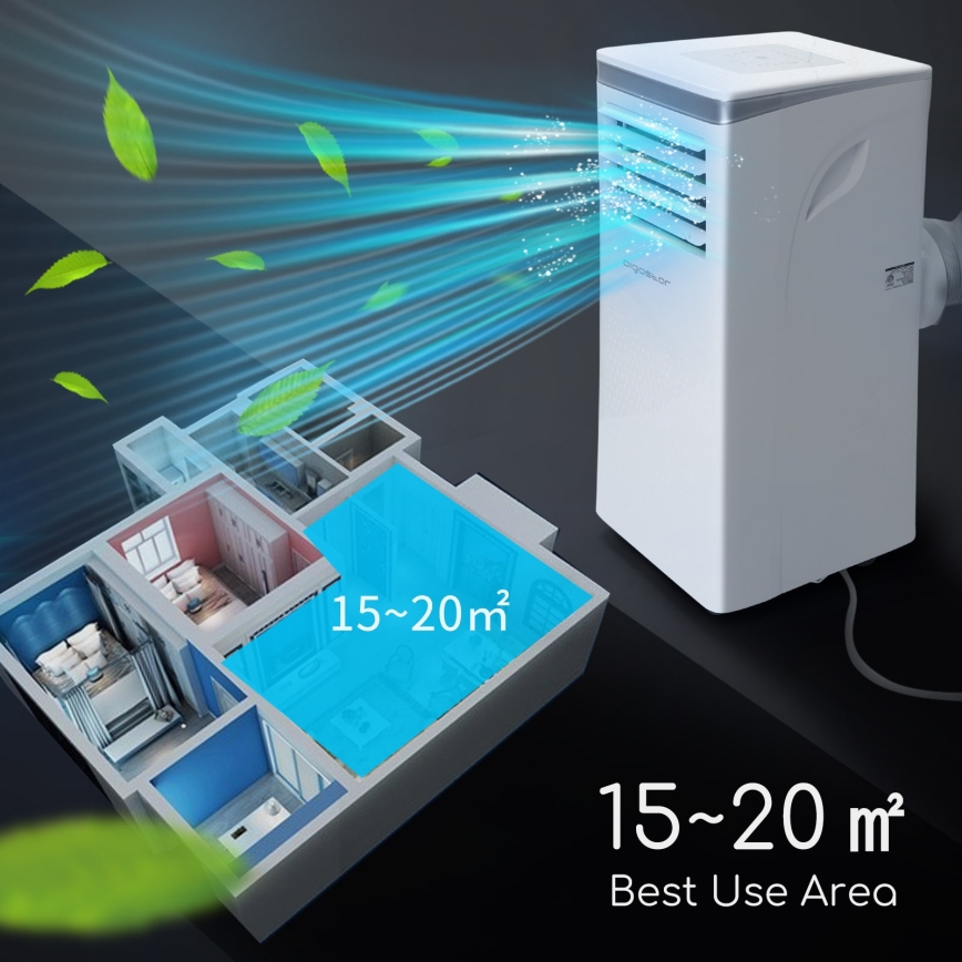 Aigostar - Climatizor portabil inteligent 3în1 1003W/230V 9000 BTU Wi-Fi alb + telecomandă