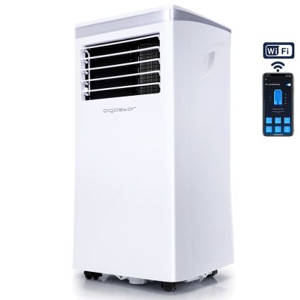 Aigostar - Climatizor portabil inteligent 3în1 1003W/230V 9000 BTU Wi-Fi alb + telecomandă