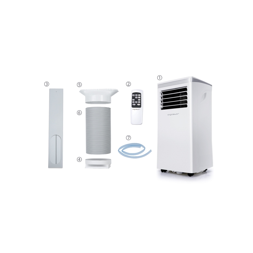 Aigostar - Climatizor portabil inteligent 3în1 1003W/230V 9000 BTU Wi-Fi alb + telecomandă