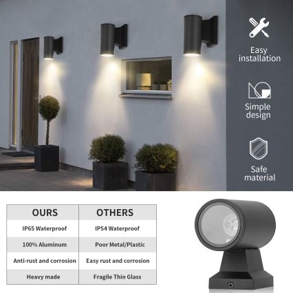 Aigostar - Aplică de exterior 1xGU10/230V IP65 neagră rotundă