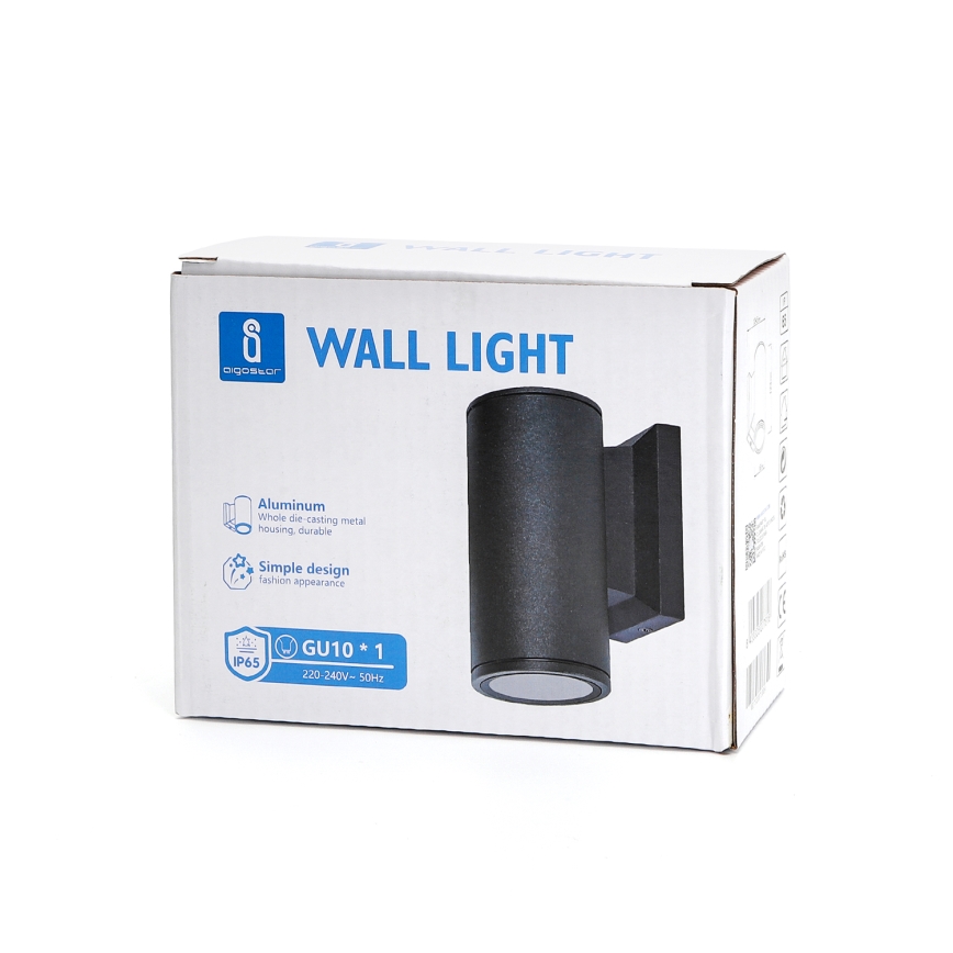 Aigostar - Aplică de exterior 1xGU10/230V IP65 neagră rotundă