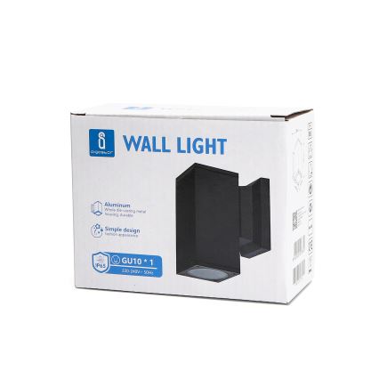 Aigostar - Aplica de perete pentru exterior 1xGU10/230V IP65, neagră, pătrată