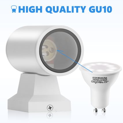 Aigostar - Aplică de perete pentru exterior 2xGU10/230V IP65 albă, rotundă