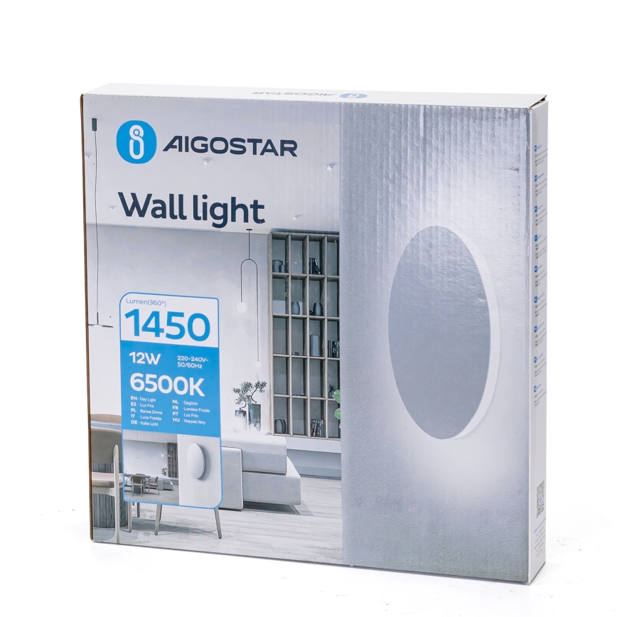 Aigostar - Aplică LED 12W, 230V, 6500K, 25 cm, albă