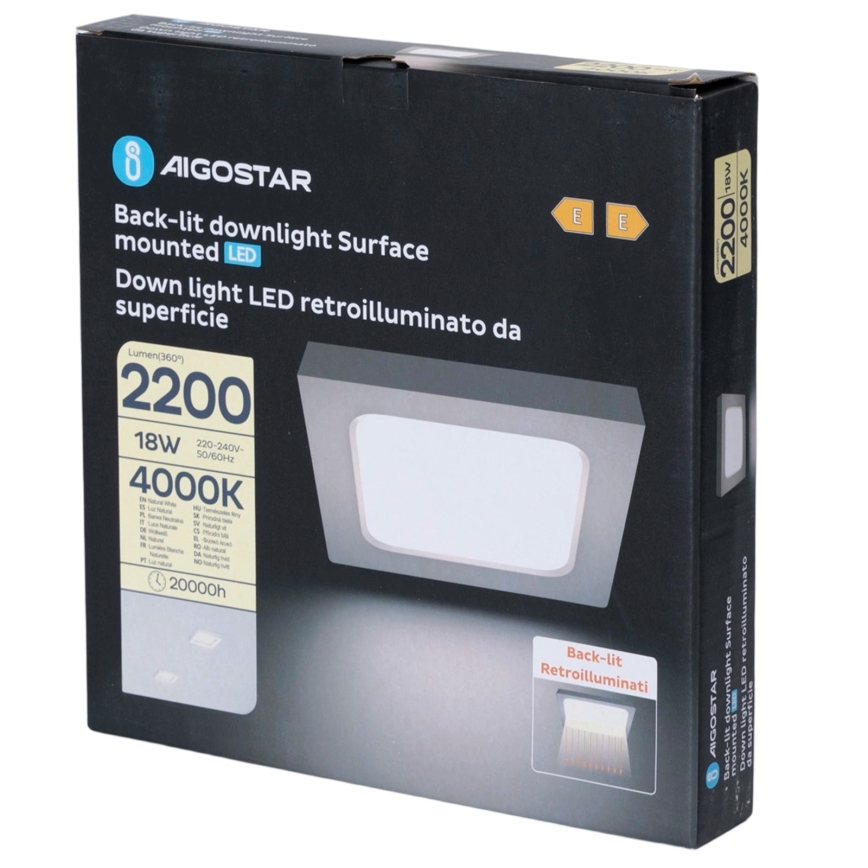 Aigostar - Aplică LED de tavan cu montaj pe suprafață LED/18W/230V 4000K 22,6x22,6 cm albă