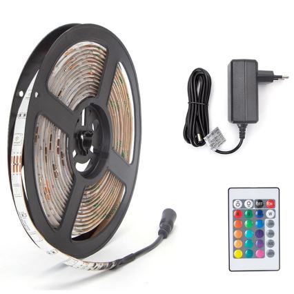 Aigostar - Bandă LED RGB reglabilă, 5 m, 24 W, 12 V / 230 V, IP65 + telecomandă