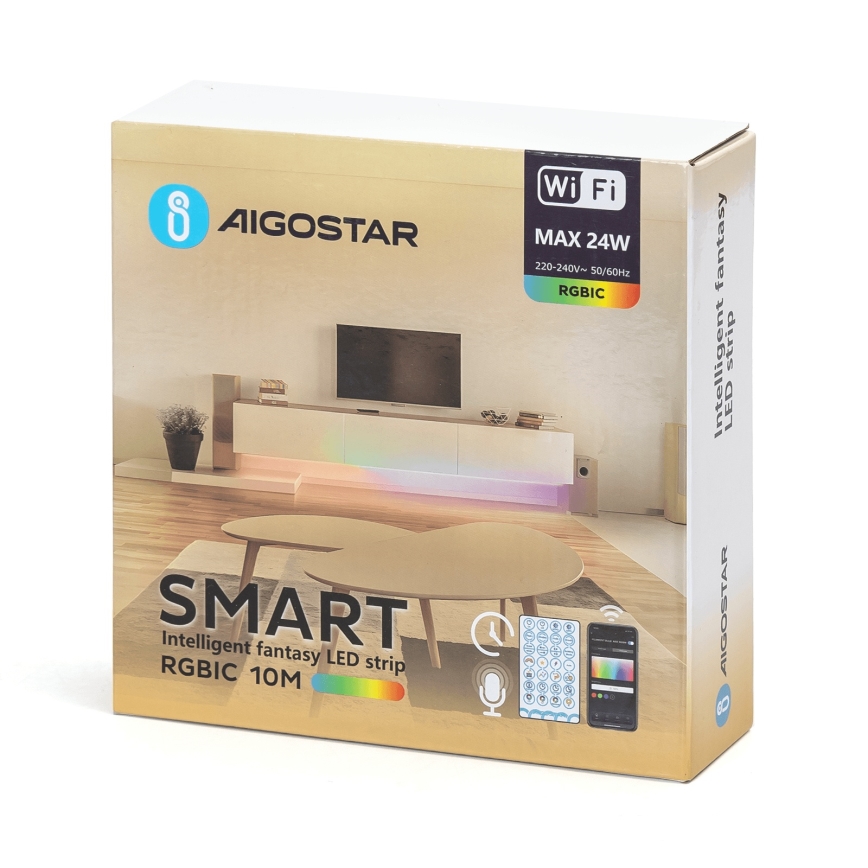 Aigostar - Bandă LED RGBIC dimabilă 10 m LED/24W/24V + telecomandă Wi-Fi