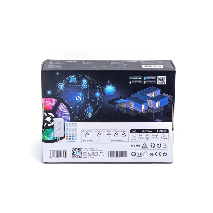 Aigostar - Bandă LED RGBW dimmabilă LED/48W/12V 2x7,5 m Wi-Fi
