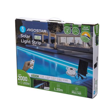 Aigostar - Bandă LED solară reglabilă LED/20W/3,2V 20 m 6500K IP65 + telecomandă