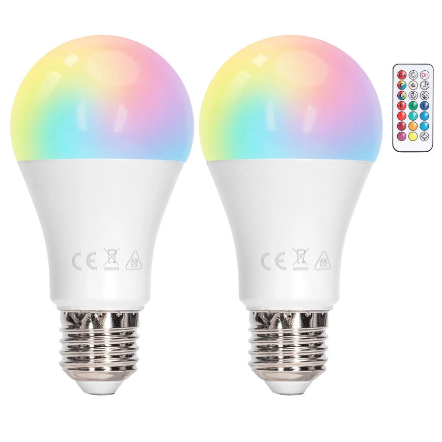 Aigostar - Bec LED RGBW dimabil A60 E27/8W/230V 3000K + telecomandă