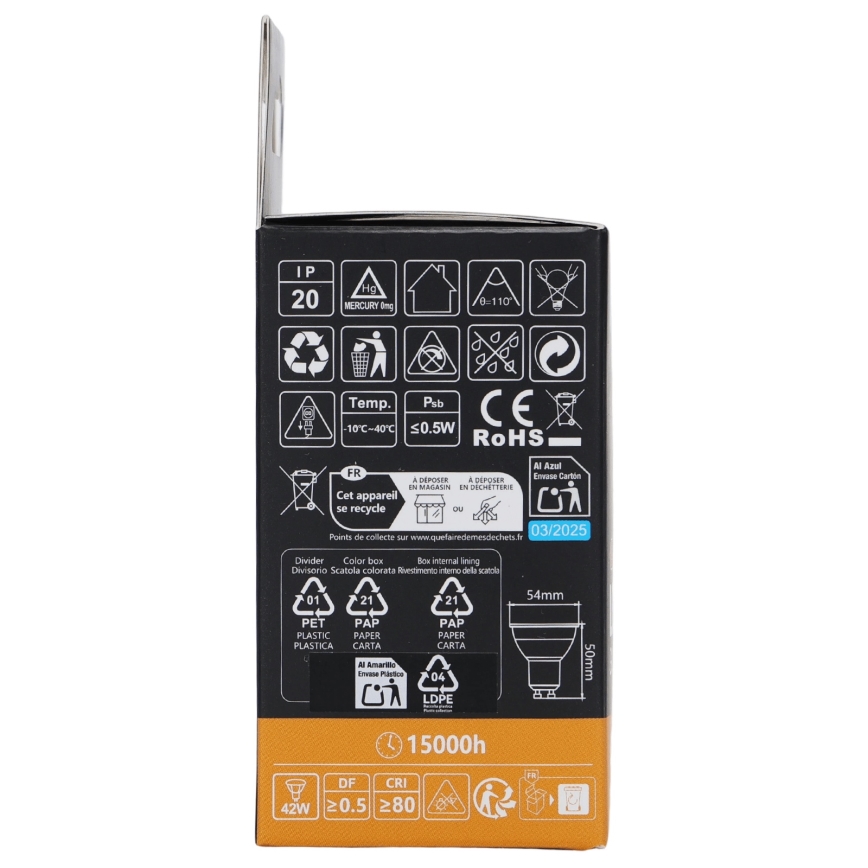 Aigostar - Bec LED RGBW GU10 reglabil, 6W, 230V, 3000K + telecomandă