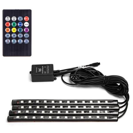 Aigostar - Bandă LED RGB reglabilă pentru mașină, LED 4,5 W / 5 V, cu telecomandă