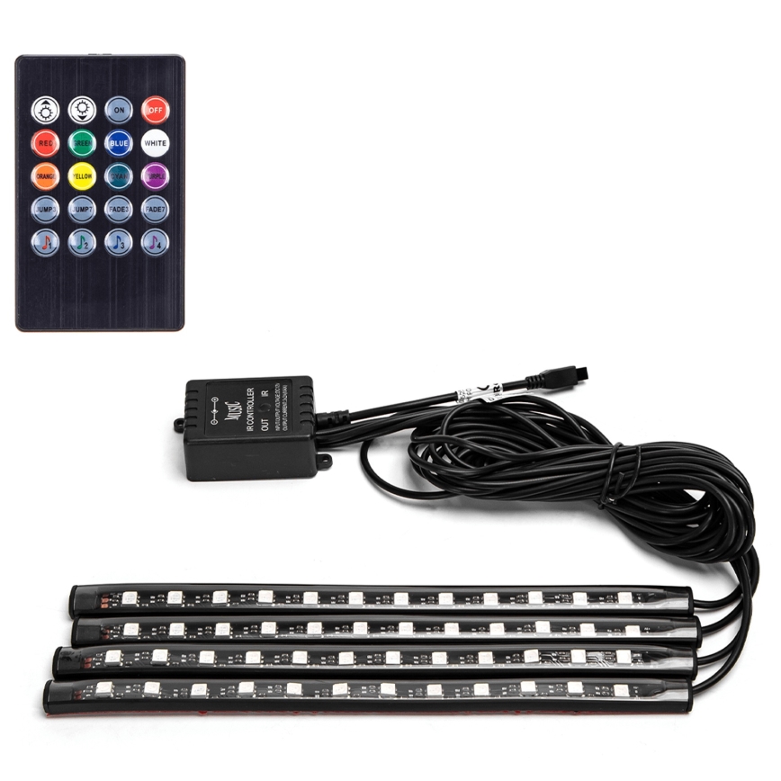 Aigostar - Bandă LED RGB reglabilă pentru mașină, LED 4,5 W / 5 V, cu telecomandă