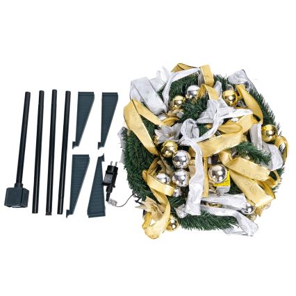 Aigostar - Brad de Crăciun LED de exterior, 150 LED, 1,8 m, IP44, alb/auriu, lumină albă caldă