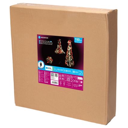 Aigostar - Brad de Crăciun LED pentru exterior, 150 LED, 1,8 m, IP44, roșu și alb rece