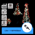 Aigostar - Brad de Crăciun LED pentru exterior, 100 LED, 1,5 m, IP44, roșu și alb rece