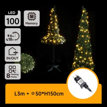 Aigostar - Brad de Crăciun LED pentru exterior, 100 LED, 1,5 m, IP44, verde, alb cald