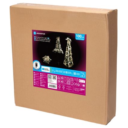 Aigostar - Brad LED de Crăciun pentru exterior 100xLED 1,5m IP44 alb/auriu alb rece