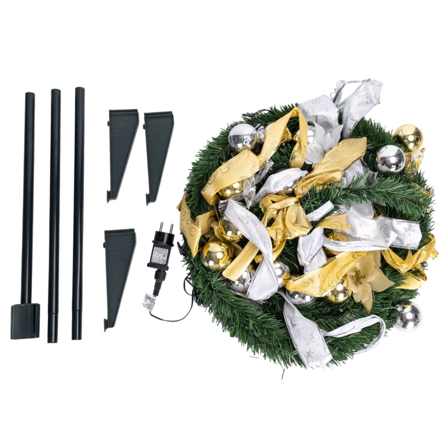 Aigostar - Pom de Crăciun LED pentru exterior, 100 LED, 1,5 m, IP44, alb/auriu, lumină albă caldă
