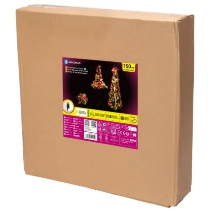 Aigostar - Brad de Crăciun LED pentru exterior, 150 LED, 1,8 m, IP44, roșu/auriu, alb cald