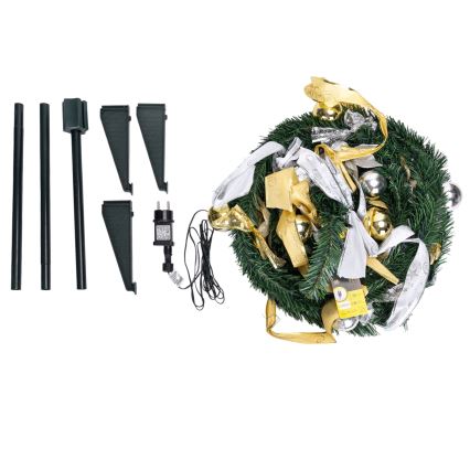 Aigostar - Pom de Crăciun LED pentru exterior, 1,2 m, 80 LED, IP44, alb/auriu, lumină albă caldă