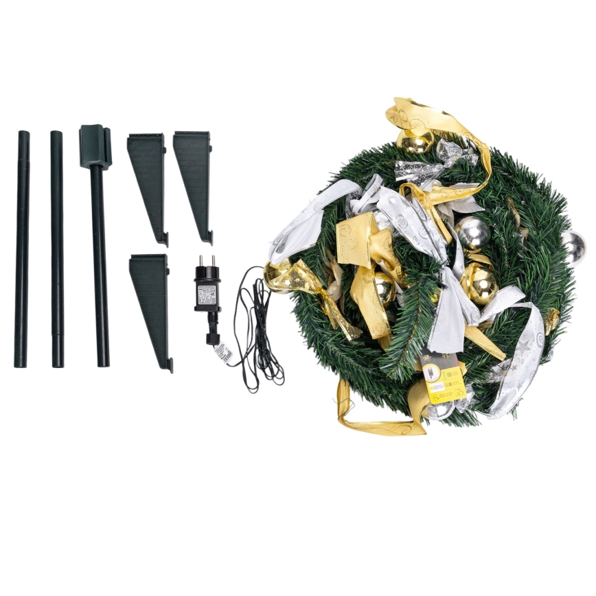 Aigostar - Pom de Crăciun LED pentru exterior, 1,2 m, 80 LED, IP44, alb/auriu, lumină albă caldă