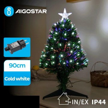 Aigostar - Brad de Crăciun LED pentru exterior, 90 cm, 3,6 W, 230 V, IP44, alb rece