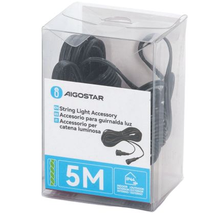 Aigostar - Cablu prelungitor de exterior pentru șiruri de lumini, 5 m, IP45, verde închis