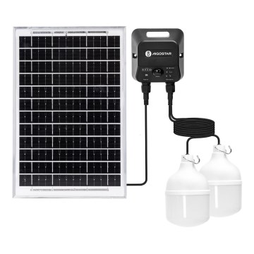 Aigostar - Candelabru solar LED cu senzor 2x LED / 35W / 12V 6000 mAh 6500 K IP65 diametru 10 cm + telecomandă