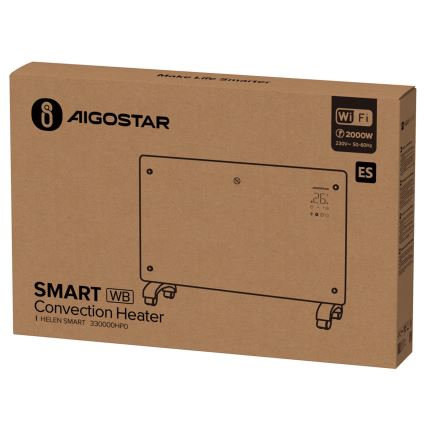 Aigostar - Încălzitor/convector electric inteligent ECO 1000/2000W cu display LCD și Wi-Fi
